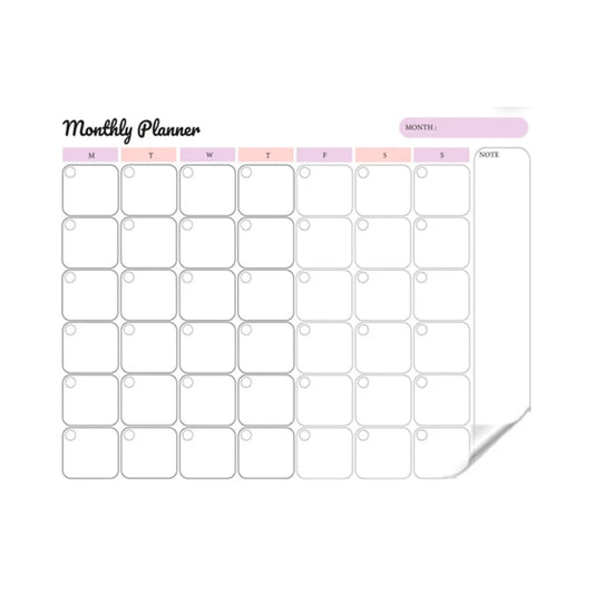 Monthly Planer Landscape with Notes  Transparent Sticker Planner | With Dry Erase Marker