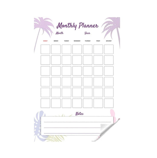 Monthly Planer Tropical Design Transparent Sticker Planner | With Dry Erase Marker